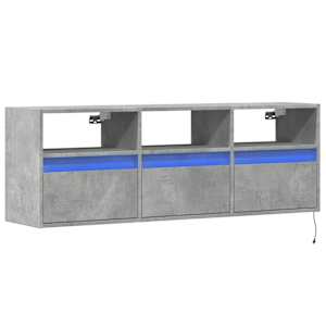 Nástěnná TV skříňka s LED osvětlením betonově šedá 130x31x45 cm - obrázek 3