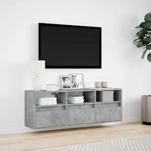 Nástěnná TV skříňka s LED osvětlením betonově šedá 130x31x45 cm - obrázek 4