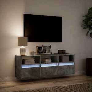 Nástěnná TV skříňka s LED osvětlením betonově šedá 130x31x45 cm - obrázek 5