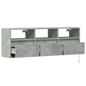 Nástěnná TV skříňka s LED osvětlením betonově šedá 130x31x45 cm - obrázek 9
