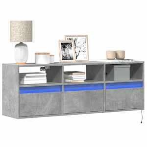 Nástěnná TV skříňka s LED osvětlením betonově šedá 130x31x45 cm - obrázek 1