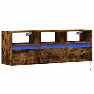 Nástěnná TV skříňka s LED osvětlením kouřový dub 130x31x45 cm - obrázek 3