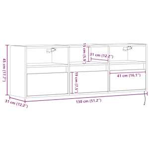 Nástěnná TV skříňka s LED osvětlením kouřový dub 130x31x45 cm - obrázek 16
