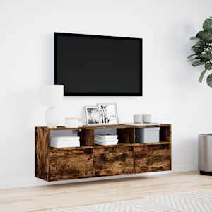 Nástěnná TV skříňka s LED osvětlením kouřový dub 130x31x45 cm - obrázek 4