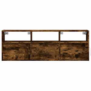 Nástěnná TV skříňka s LED osvětlením kouřový dub 130x31x45 cm - obrázek 6