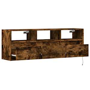 Nástěnná TV skříňka s LED osvětlením kouřový dub 130x31x45 cm - obrázek 9