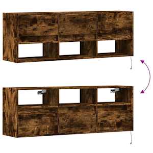 Nástěnná TV skříňka s LED osvětlením kouřový dub 130x31x45 cm - obrázek 10