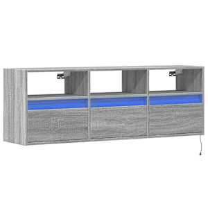 Nástěnná TV skříňka s LED osvětlením šedá sonoma 130x31x45 cm - obrázek 3