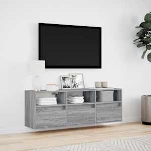 Nástěnná TV skříňka s LED osvětlením šedá sonoma 130x31x45 cm - obrázek 4