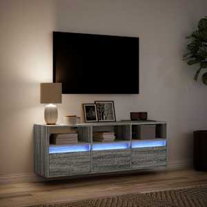 Nástěnná TV skříňka s LED osvětlením šedá sonoma 130x31x45 cm - obrázek 5