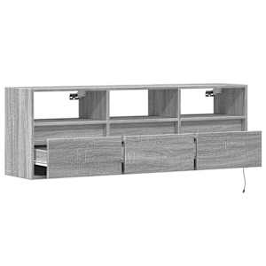 Nástěnná TV skříňka s LED osvětlením šedá sonoma 130x31x45 cm - obrázek 9