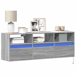 Nástěnná TV skříňka s LED osvětlením šedá sonoma 130x31x45 cm - obrázek 1