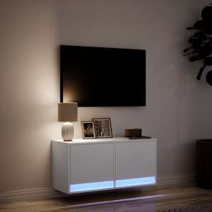 Nástěnná TV skříňka s LED osvětlením bílá 80 x 31 x 35 cm - obrázek 5