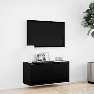 Nástěnná TV skříňka s LED osvětlením černá 80 x 31 x 35 cm - obrázek 4