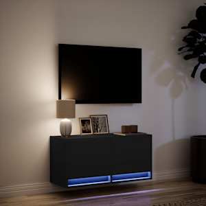 Nástěnná TV skříňka s LED osvětlením černá 80 x 31 x 35 cm - obrázek 5