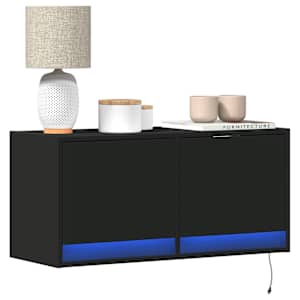 Nástěnná TV skříňka s LED osvětlením černá 80 x 31 x 35 cm - obrázek 1