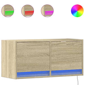 Nástěnná TV skříňka s LED osvětlením dub sonoma 80 x 31 x 35 cm - obrázek 2