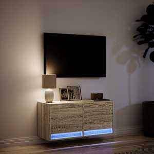 Nástěnná TV skříňka s LED osvětlením dub sonoma 80 x 31 x 35 cm - obrázek 5