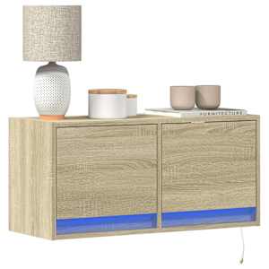 Nástěnná TV skříňka s LED osvětlením dub sonoma 80 x 31 x 35 cm - obrázek 1