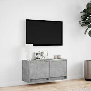 Nástěnná TV skříňka s LED osvětlením betonově šedá 80x31x35 cm - obrázek 4