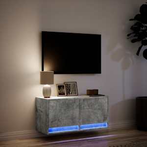 Nástěnná TV skříňka s LED osvětlením betonově šedá 80x31x35 cm - obrázek 5