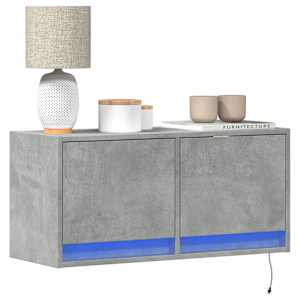 Nástěnná TV skříňka s LED osvětlením betonově šedá 80x31x35 cm - obrázek 1