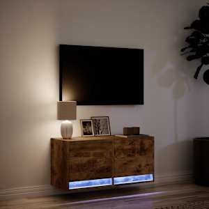 Nástěnná TV skříňka s LED osvětlením kouřový dub 80x31x35 cm - obrázek 5