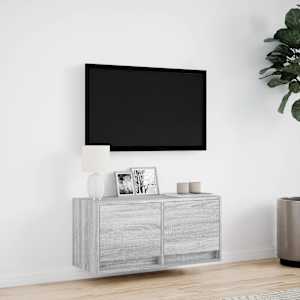 Nástěnná TV skříňka s LED osvětlením šedá sonoma 80x31x35 cm - obrázek 4