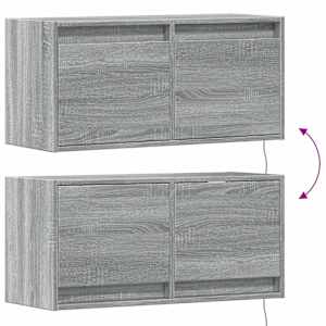 Nástěnná TV skříňka s LED osvětlením šedá sonoma 80x31x35 cm - obrázek 10