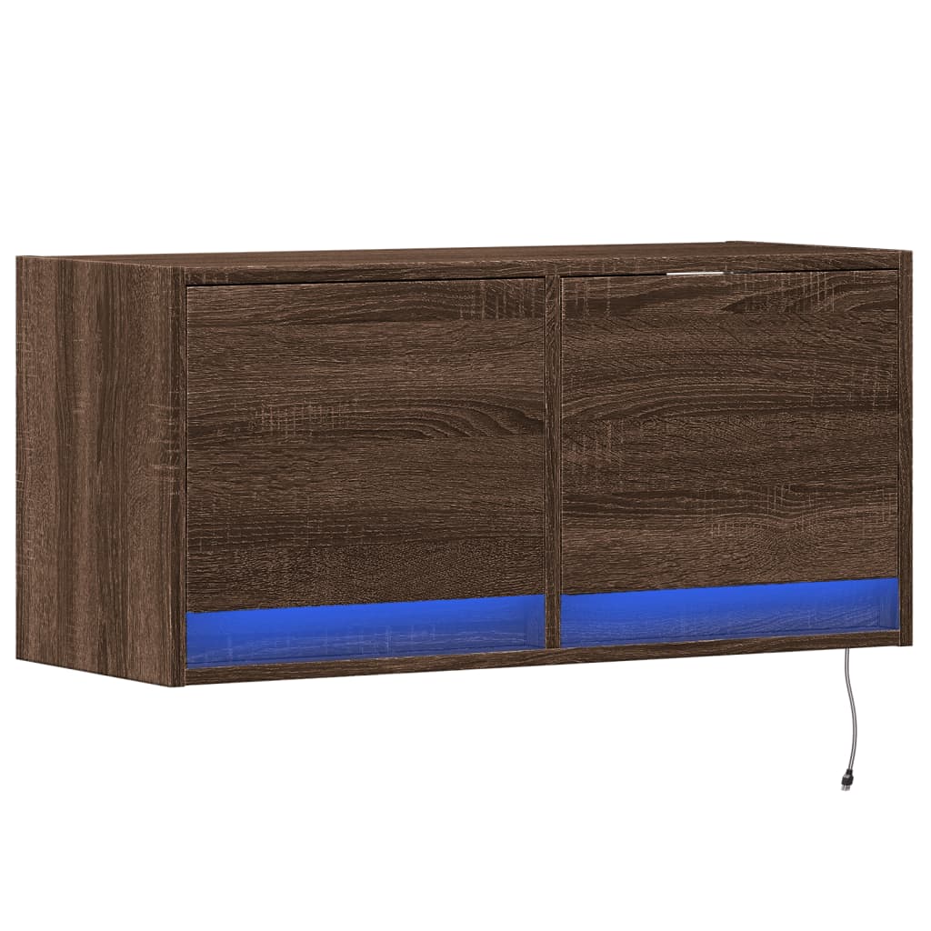 vidaXL Tv-wandmeubel met LED-verlichting 80x31x35 cm bruin eikenkleur afbeelding