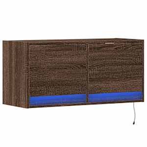 Nástěnná TV skříňka s LED osvětlením hnědý dub 80 x 31 x 35 cm - obrázek 3