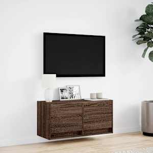 Nástěnná TV skříňka s LED osvětlením hnědý dub 80 x 31 x 35 cm - obrázek 4