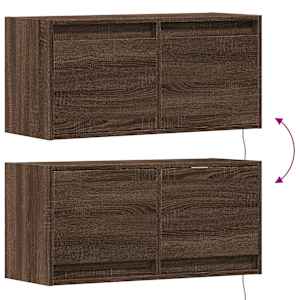 Nástěnná TV skříňka s LED osvětlením hnědý dub 80 x 31 x 35 cm - obrázek 10