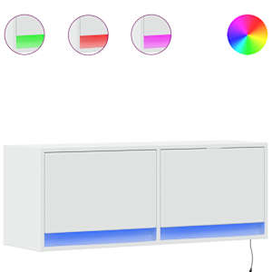 Nástěnná TV skříňka s LED osvětlením bílá 100 x 31 x 35 cm - obrázek 2