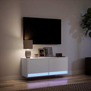 Nástěnná TV skříňka s LED osvětlením bílá 100 x 31 x 35 cm - obrázek 5