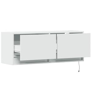 Nástěnná TV skříňka s LED osvětlením bílá 100 x 31 x 35 cm - obrázek 10
