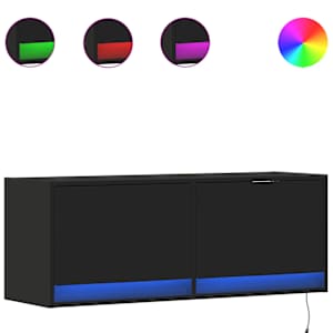 Nástěnná TV skříňka s LED osvětlením černá 100 x 31 x 35 cm - obrázek 2