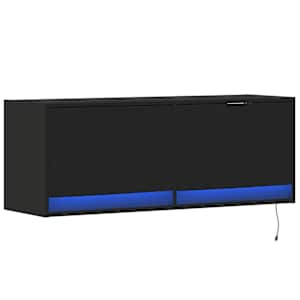 Nástěnná TV skříňka s LED osvětlením černá 100 x 31 x 35 cm - obrázek 3