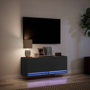 Nástěnná TV skříňka s LED osvětlením černá 100 x 31 x 35 cm - obrázek 5