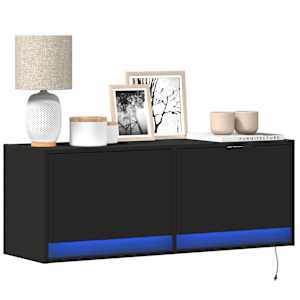 Nástěnná TV skříňka s LED osvětlením černá 100 x 31 x 35 cm - obrázek 1