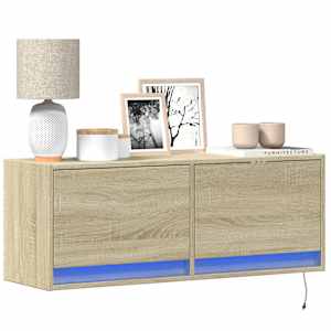 Nástěnná TV skříňka s LED osvětlením dub sonoma 100x31x35 cm - obrázek 1