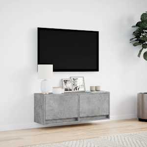 Nástěnná TV skříňka s LED osvětlením betonově šedá 100x31x35 cm - obrázek 4