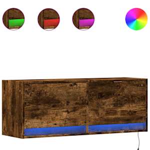 Nástěnná TV skříňka s LED osvětlením kouřový dub 100x31x35 cm - obrázek 2