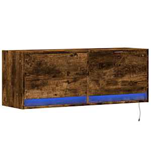 Nástěnná TV skříňka s LED osvětlením kouřový dub 100x31x35 cm - obrázek 3