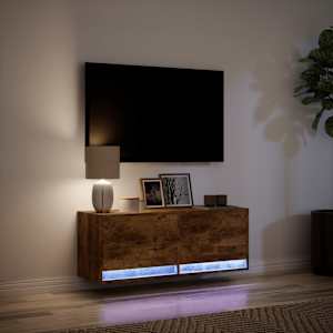 Nástěnná TV skříňka s LED osvětlením kouřový dub 100x31x35 cm - obrázek 5