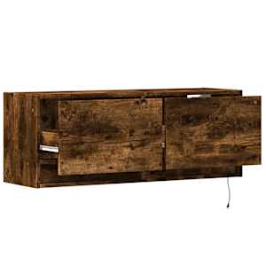 Nástěnná TV skříňka s LED osvětlením kouřový dub 100x31x35 cm - obrázek 9