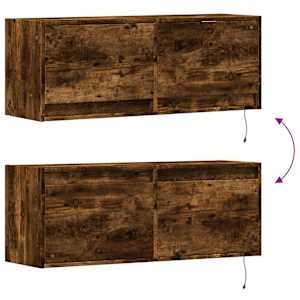 Nástěnná TV skříňka s LED osvětlením kouřový dub 100x31x35 cm - obrázek 10