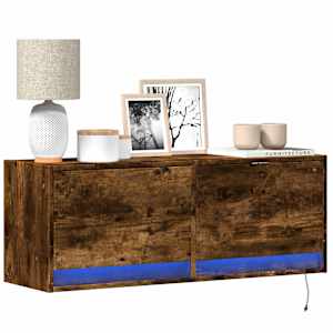 Nástěnná TV skříňka s LED osvětlením kouřový dub 100x31x35 cm - obrázek 1