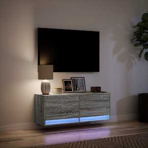 Nástěnná TV skříňka s LED osvětlením šedá sonoma 100x31x35 cm - obrázek 5