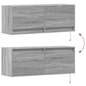 Nástěnná TV skříňka s LED osvětlením šedá sonoma 100x31x35 cm - obrázek 10